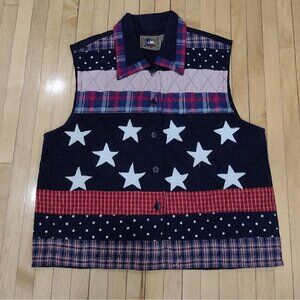 Dont Mess With Texas Vest Womens Medium Quilted Patriotic Vest Stars Stripes